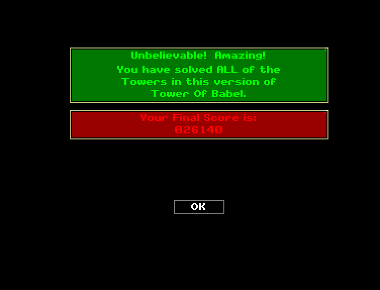 Ending screen of Tower of Babel